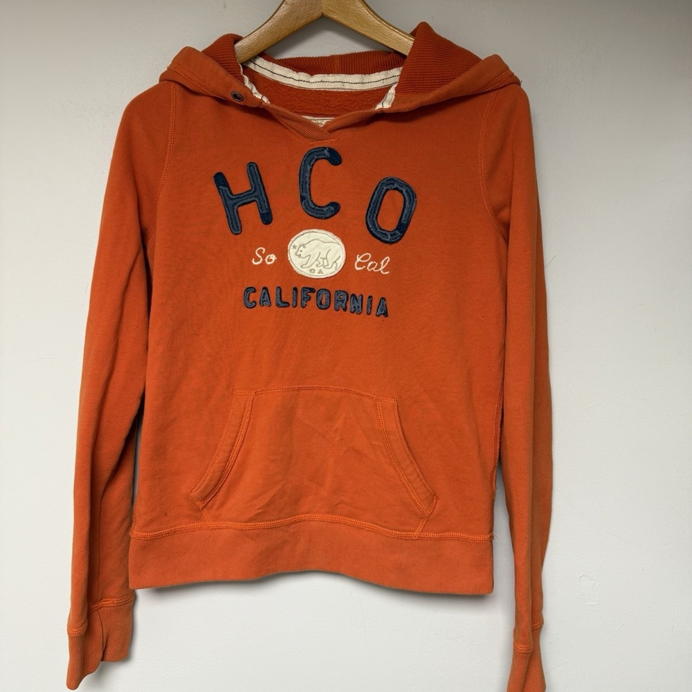 Hollister‎ Vintage Men's Orange Hoodie Size L